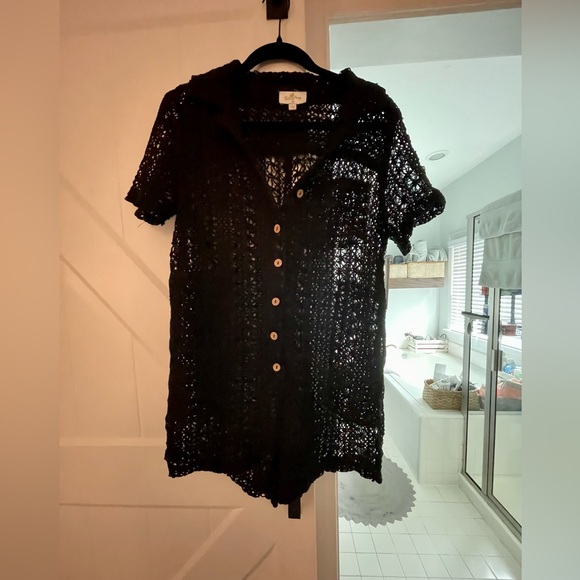 NWT Black Pool Cover Up - Palms Away - Size Small - Black - Picture 1 of 9